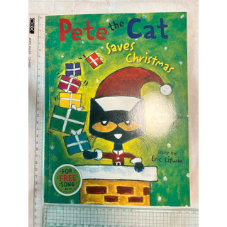 Pete the Cat Saves Christmas。Eric Litwin,James Dean 二手英文繪本