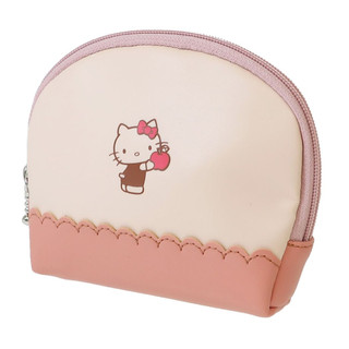 Marushin 丸真 三麗鷗 花邊系列 皮質貝殼型化妝包 HELLO KITTY 蘋果 RS87376