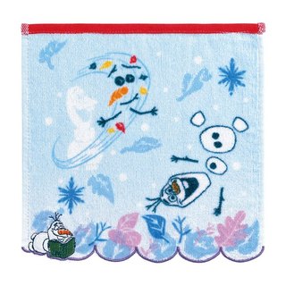 Marushin 丸真 迪士尼 冰雪奇緣 造型刺繡純棉小方巾 雪寶 RS70084