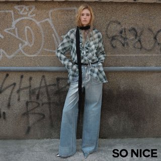 SO NICE 率性壓銀水洗落地牛仔寬褲｜都會時尚女裝【58642014】