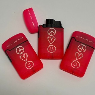[沐沐屋] ZENGAZ 噴射防風打火機 【Peace, Love, Smile】螢光粉紅