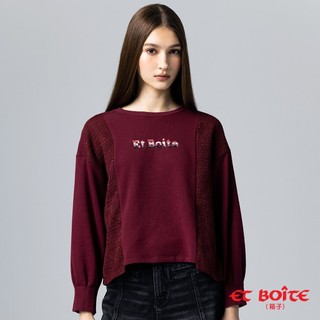 BLUE WAY ET BOiTE 箱子 - 女生上衣 拼接花呢色塊刺繡大學TEE