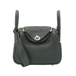 Hermes 展示品 一代 Mini Lindy 19 牛皮轉釦手提肩背兩用包(89黑/銀釦)