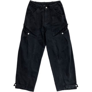 【SHADOW】5628020003 PW-06 BAGGY POCKET PANTS 鬚邊口袋 闊腿長褲 (黑色)