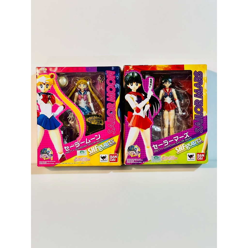 收藏美品 現貨 正品 萬代 SHF 美少女戰士 - 月光仙子、火星仙子 可動模型 (微盒損、拆檢品)｜小鴨子商號