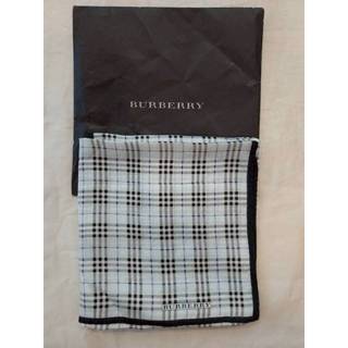 真品~BURBERRY 天空藍色 手帕 小方巾 圍巾 絲巾 經典格紋 48x48cm