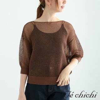 Te chichi 網眼鏤空針織五分袖上衣(FC43L2C0980)