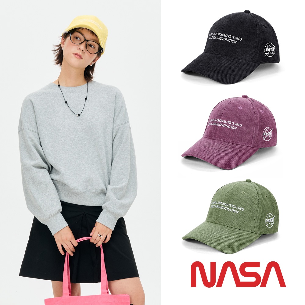 【NASA SPACE】 LOGO 燈芯絨 棒球帽 鴨舌帽 老帽 遮陽帽 潮流 防曬 大學帽 NA30006 顏色任選