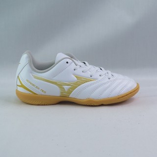 Mizuno P1GG262550 MONARCIDA NEO III 中大童足球鞋 平底 3E楦 白x金