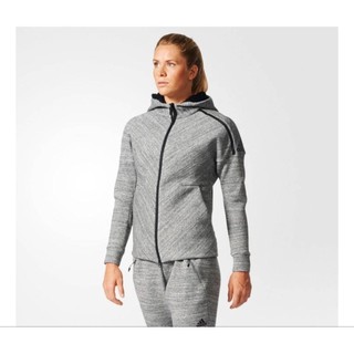 Adidas ZNE ROADTR HOODIE厚磅連帽外套/太空棉雪花灰/極新女S號