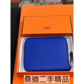 HERMES Silk'In埃及藍絲巾短卡夾