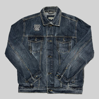 [ 廢物古著 ］Denim Jacket 66 Route 燙布章 丹寧/牛仔外套