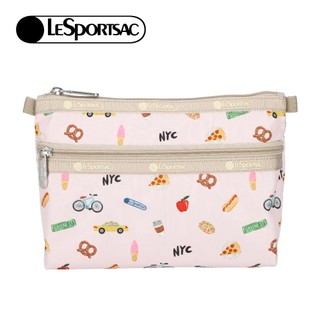 Lesportsac Cosmetic Clutch 雙層拉鍊化妝包 收納袋 盥洗包 女包(紐約城市插畫) 開學季禮物
