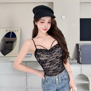 【Lucky】 隔日到貨 女裝 ❥蕾絲肩帶美胸罩杯蕾絲背心❥ 性感背心 無袖背心 蕾絲背心 罩杯上衣 細肩帶上衣 爆乳