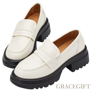 二手 Grace Gift英倫便仕輕量軟墊厚底樂福鞋