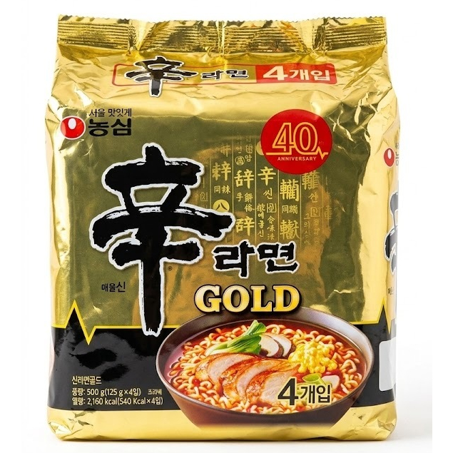 【翻翻日韓Flip】競內版 農心辛拉麵 GOLD 金牌雞肉風味 40週年限定 辛拉麵金牌 韓國泡麵 雞湯辛拉麵 一袋4入