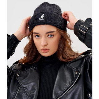 安德特 批發團購 KANGOL 🦘帽子 經典黑色保暖款 袋鼠Logo針織帽 柔軟水貂毛帽 毛線帽 毛絨帽 冷帽 老帽
