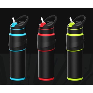 說白現貨福利品｜日本 Peacock 孔雀 316不鏽鋼運動保溫杯 650ML 一鍵吸管 手提設計 防滑握把 電競水壺