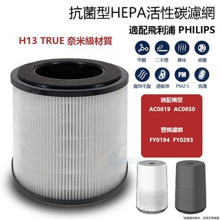 適用 PHILIPS飛利浦 AC0819 AC0819/80 AC0850 AC0850/81 空氣清淨機 濾網 濾芯