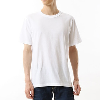 【Hanes】官方直營 男款-UNDERWEAR系列-素面純棉短袖薄T恤-白色（HM1-X202-010）
