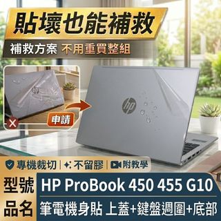 【Ezstick】HP ProBook 450 455 G9 G10 筆電機身貼｜霧面質感款｜上蓋+鍵盤週圍+底部貼｜