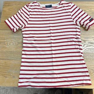 法國Saint James短袖條紋T-SHIRT(米白底紅條)