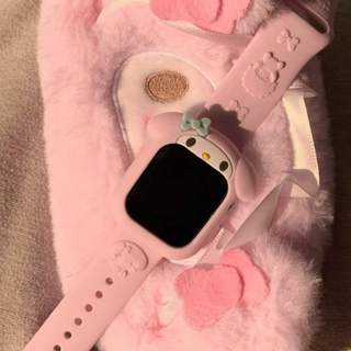 Watch美樂蒂錶殼錶帶 適用AppleWatch蘋果手錶S11/10保護套粉色少女心美樂蒂手錶保護套s8/s9矽膠防摔