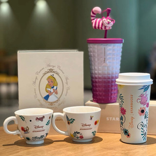 星巴克杯子迪士尼聯名合作款愛麗絲夢遊仙境馬克桌面吸管杯