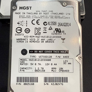 二手硬碟 HGST HUC101212CSS600 1.2TB SAS 2.5吋 無壞軌 功能正常