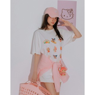 AIR SPACE 【三麗鷗聯名】海島假期九宮格印花短袖寬版TEE(白) 女裝 現貨
