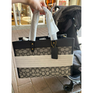 Coach Field Tote 30 緹花深藍 托特包