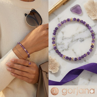 GORJANA POWER GEM HARBOR 能量紫水晶手鍊 紫色X金色手鍊 專注力療癒啟發