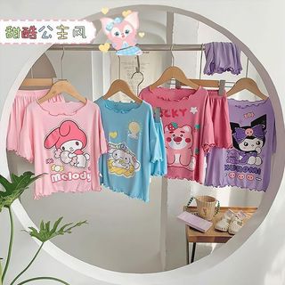 Mimo⭐現貨🌈女童家居服 女童睡衣 夏季 冰絲 中小童 庫洛米 美樂蒂 玉桂狗 草莓熊 空調服套裝