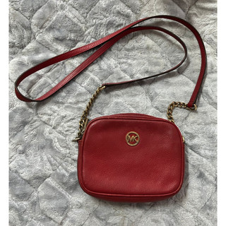 ★★二手衣★★Michael Kors(MK)紅色鏈條斜背包.小包