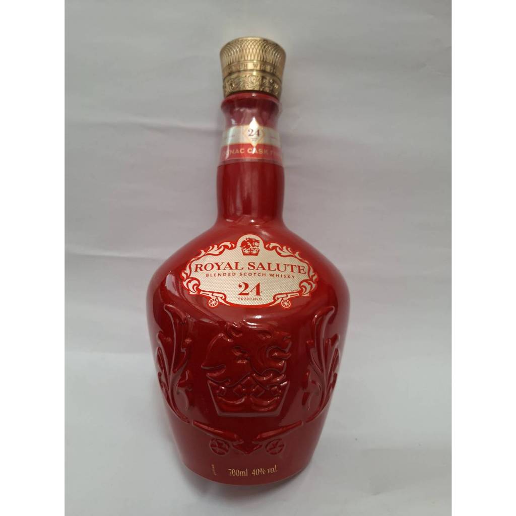 皇家禮炮24年 ROYAL SALUTE 24年 紅色 朱紅貴氣瓶身 空酒瓶/玻璃瓶/酒瓶/裝飾/容器/花瓶/收藏 擺飾