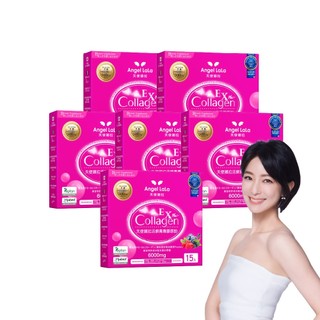 【天使娜拉】EX活顏膠原蛋白胜肽粉 (莓果/15包/盒)x6盒 Angel LaLa賴雅妍推薦 蛋白聚醣 玻尿酸
