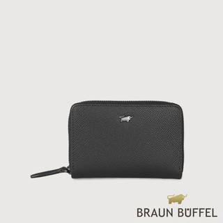 【BRAUN BUFFEL】HOMME-ZW 拉鍊零錢包-黑色(德國小金牛台灣總代理)/BF599-161A-BK