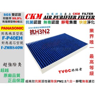 【CKM】6層 抗菌 國際牌 PANASONIC F-P40EH 活性碳靜電濾網 濾芯 HEPA濾網 F-ZMRS40W