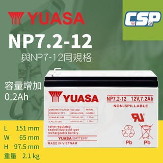 全新品 湯淺 YUASA NP7.2-12 電池 UPS 不斷電 家用電池 監視系統 交換機 12V7.2Ah 快速出貨