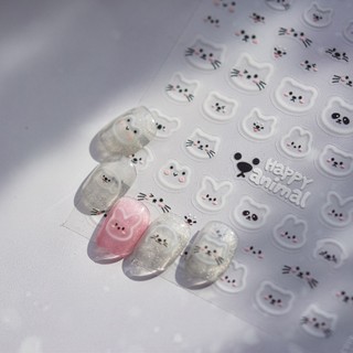 tomoni 美甲貼紙 可愛動物快樂表情 薄韌系列 浮雕貼紙 指甲貼紙 美甲用品 背膠 貼紙 手機殼裝飾貼紙