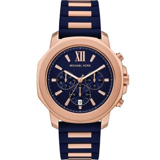 Michael Kors MK Prescott 八角三眼計時手錶 男錶-海軍藍x玫瑰金/44mm MK9261 學生錶