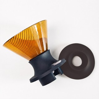 HARIO V60 NEO 樹脂濾杯01/02-琥珀色+聰明濾杯通用矽膠開關底座-黑色