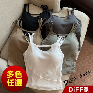 【DIFF】韓版小心機性感露背背心 帶胸墊免穿內衣 小可愛 衣服 短版上衣 夏天女裝 運動背心 短版背心【V473】