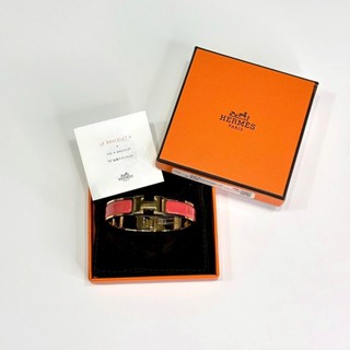 HERMES 全新Clic H 珊瑚紅細版手環