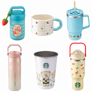 正品全新．星巴克水果滋味馬克杯~星巴克紅鶴西瓜不鏽鋼吸管杯~星巴克STANLEY光感粉24oz輕量不鏽鋼吸管杯~