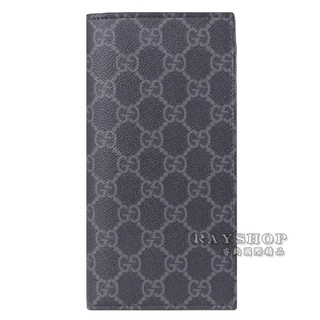 睿鈞國際精品 GUCCI 821213 GG Supreme 滿版印花對折多卡長夾.黑灰 現貨