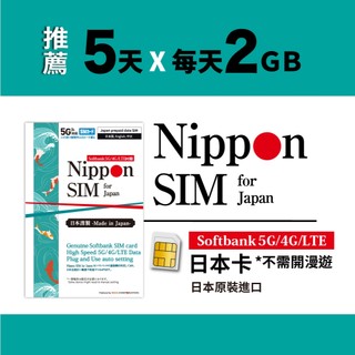 [日本5G/4G上網] Nippon SIM 推薦 5天 實體卡｜Softbank原生｜Gemini｜長效 總量型