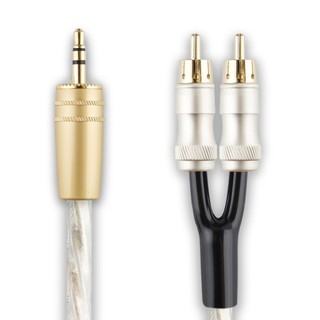 鍍銀3.5mm轉2RCA【川木】全新【W236】雙蓮花 rca 一分二發燒音訊線手機電腦HiFi音響連接線
