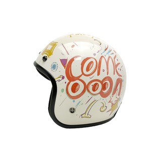 EVO 安全帽 CA-310M 花彩 COME ON 象牙白 半拆洗 復古帽 三扣 快速插扣 半罩