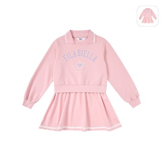【FILA】KIDS 女童款 針織洋裝-復古粉 5DRZ-8425-PK